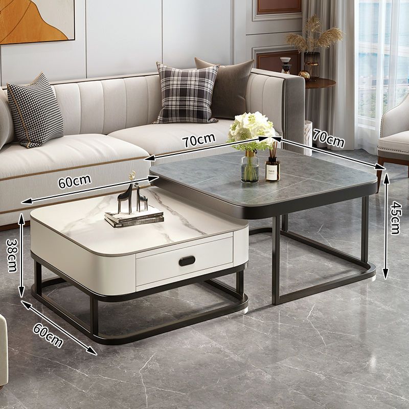 Modern minimalist sintered stone coffee table - luxury, trendy, space-saving design for small living rooms - available in various sizes for creative home combinations