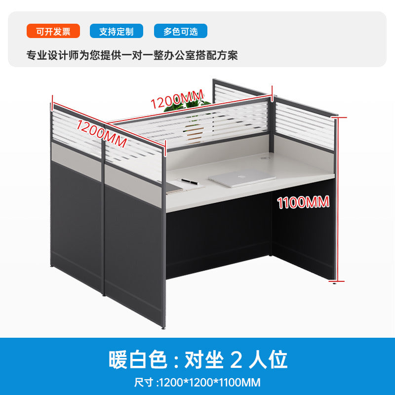 6-person office desk and chair set - minimalist modern office cubicle system with individual workstations and 4-seat partitioned computer desks