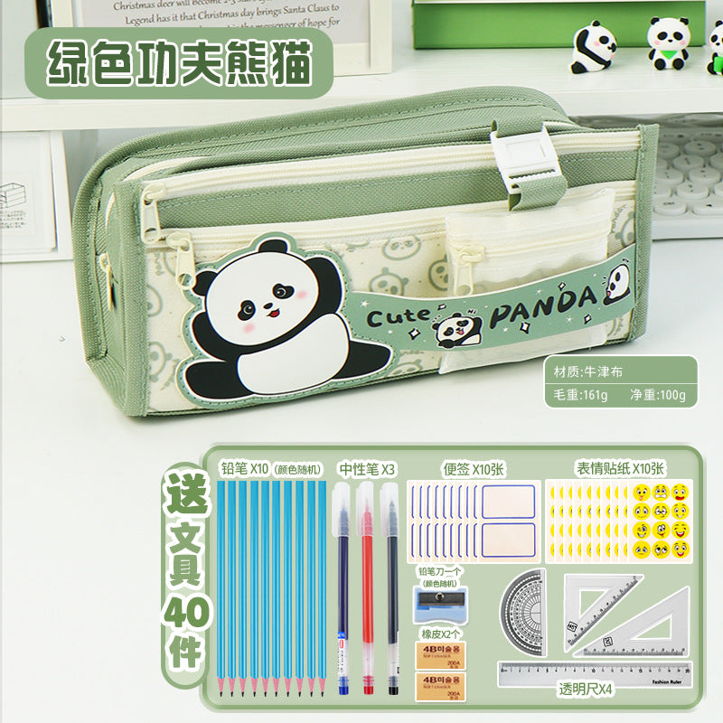 School season pencil case new large-capacity girl version junior high school students sprint storage stationery box design sense multi-layer pencil case