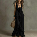 summer new women's fashion: european and american style cross-border dress - stylish, elegant, loose-fit a-line maxi dress with lace trim