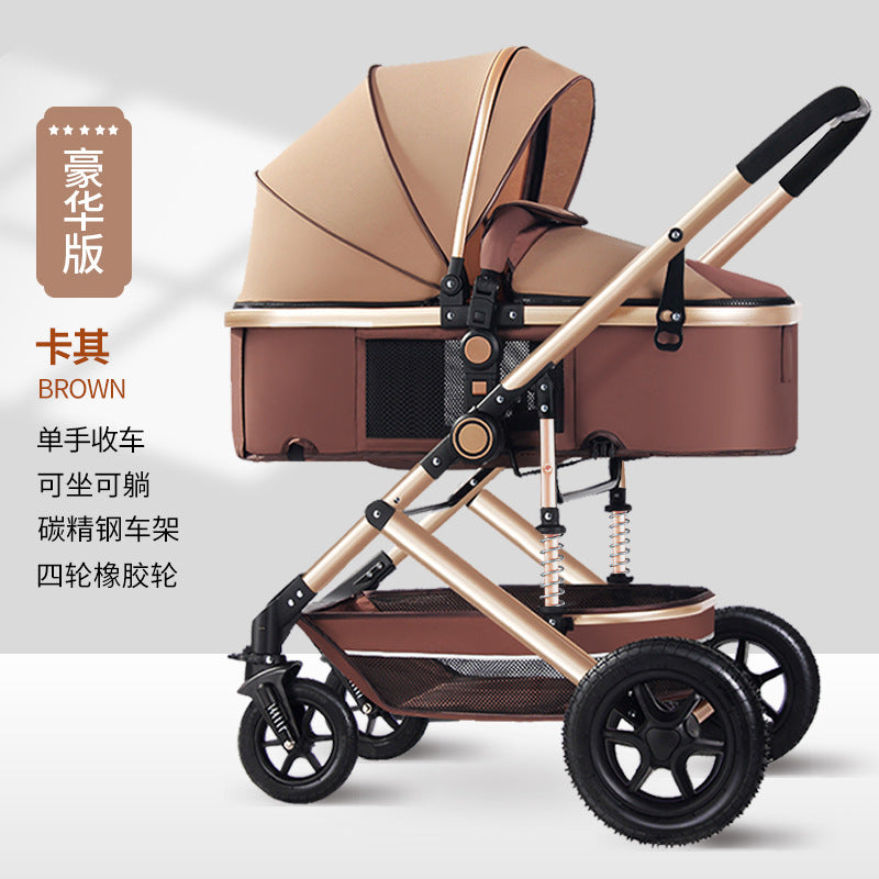 Lightweight baby stroller - four seasons, two-way, foldable bassinet, newborn pram, shock absorption, wholesale from manufacturer, portable
