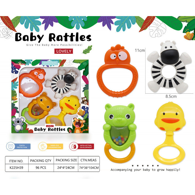 Cross-border export baby toys 0-1 years old gift box rattle set newborn baby soothing hand crank grip puzzle