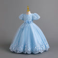 Wholesale foreign trade long dress children's formal gown puff sleeve lace princess dress girls' party dress girl dress
