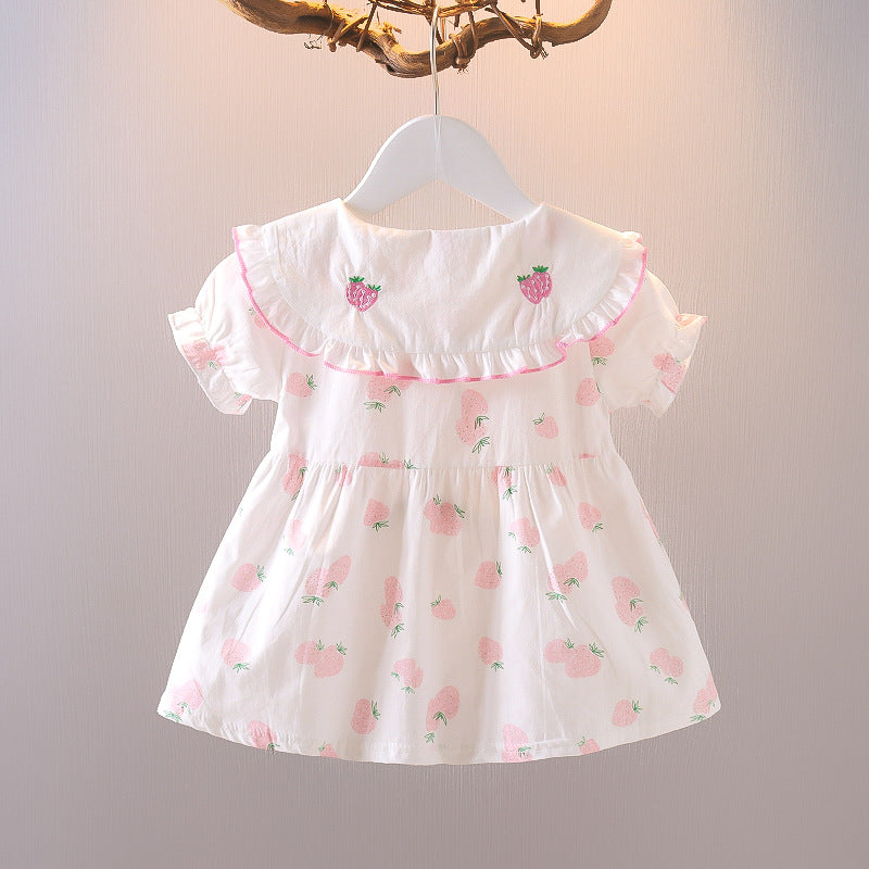 Dropshipping  new strawberry kids' dress - summer short sleeve baby princess dress - in stock for toddlers and young children