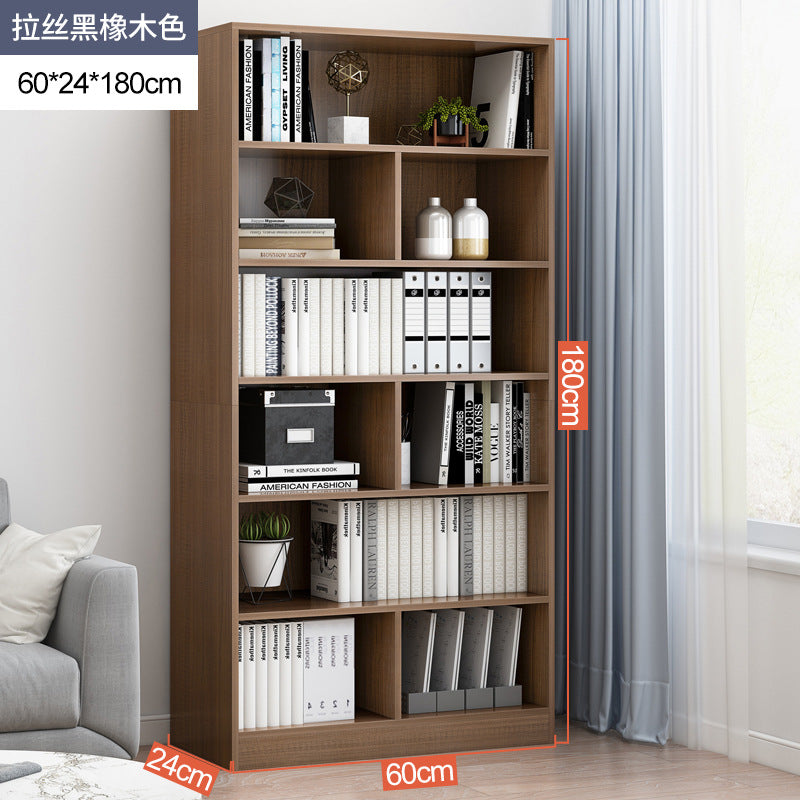 Simple bookshelf floor-to-ceiling against the wall, living room shelf layered storage rack, storage cabinet integrated, simple household bookcase