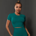 Spring/summer new seamless compression t-shirt short sleeve top yoga wear breathable sweat-wicking running sports fitness apparel