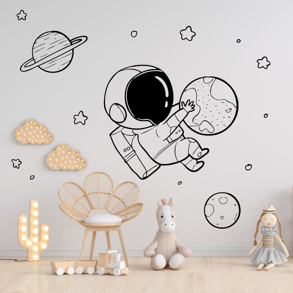 Cross-border   astronaut space planet star sticker children's room decoration wall self-adhesive sticker