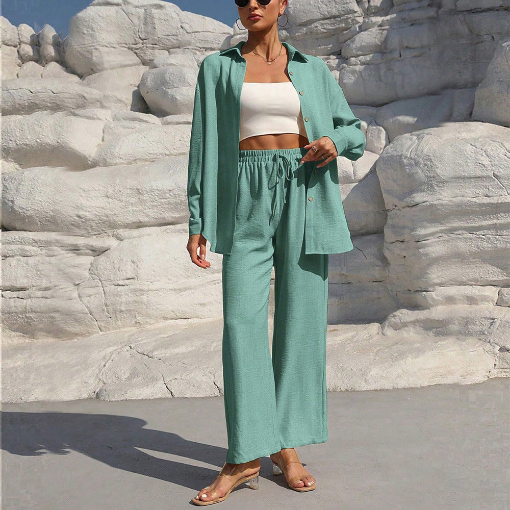 European and american cross-border  summer new arrival: loose-fit two-piece set with wide-leg pants - casual outfit for wholesale export