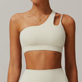 Asymmetrical shoulder shockproof yoga bra cloud feel backless sports bra irregular strap running fitness vest 6425