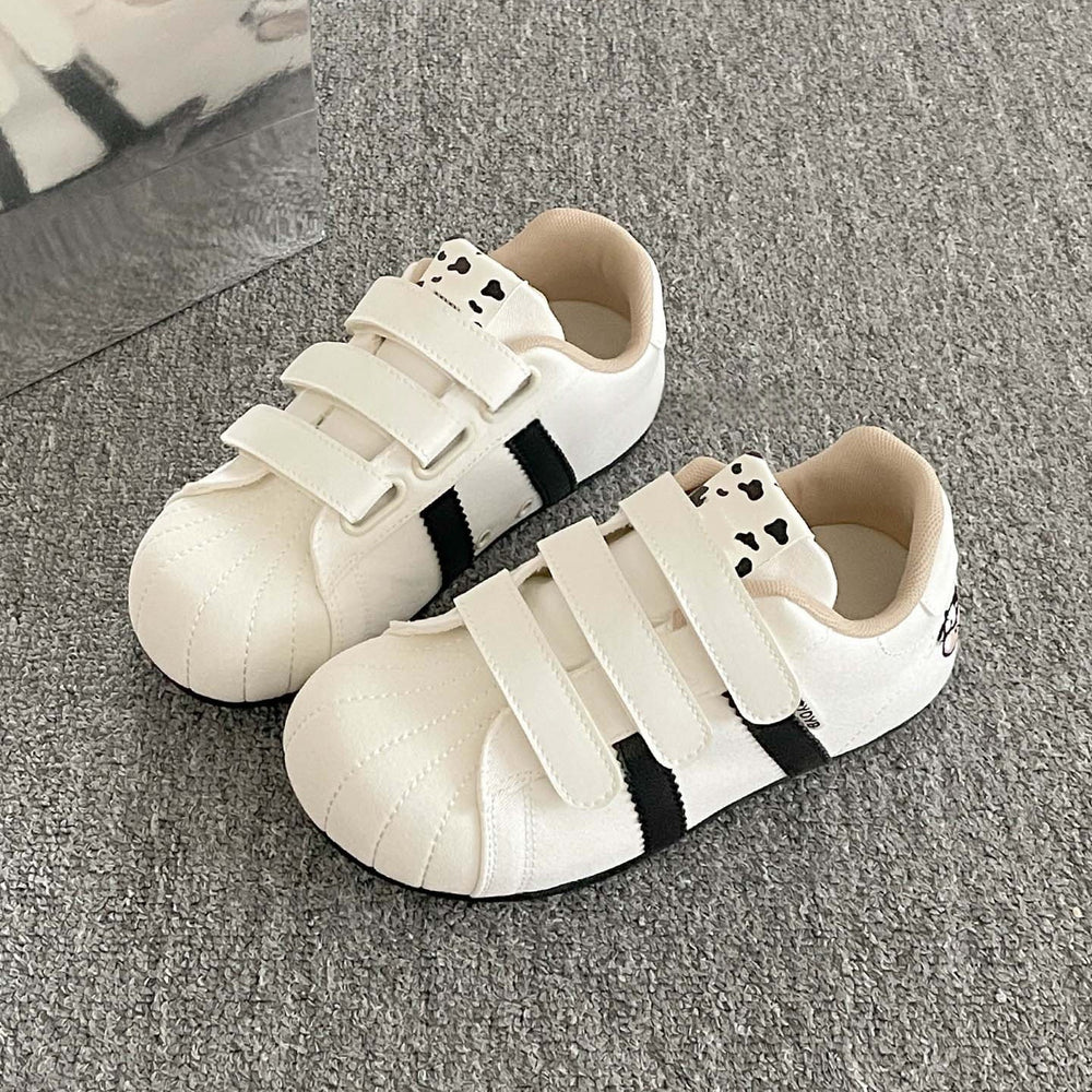 Embroidered versatile white sneakers for women, 2026 new spring/autumn collection, velcro closure german army trainers, chunky clogs