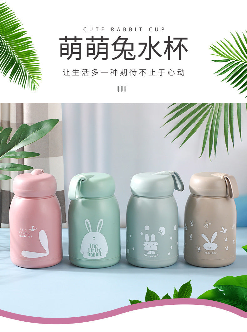 Customizable cute bunny water bottle - perfect for promotional gifts, includes box, logo printing, ideal for grand openings and events - cartoon glass cup