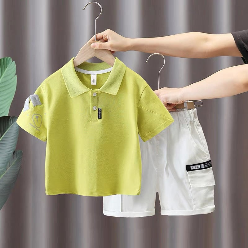 Boys' and girls'  summer outfit sets - new short-sleeve sets, stylish baby clothes, trendy two-piece summer sets for kids