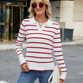 European and american cross-border e-commerce women's spring  new arrivals:  casual striped long-sleeve knit sweater top