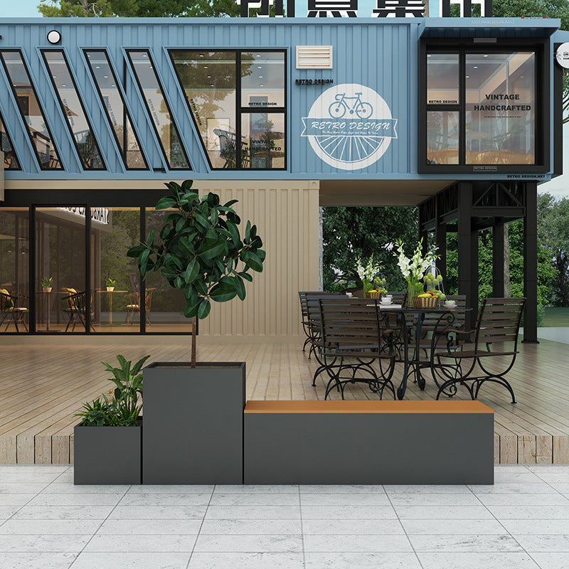 Outdoor wrought iron flower box Sales department Plaza integrated flower slot Leisure seat Commercial street landscape Stainless steel flower pool