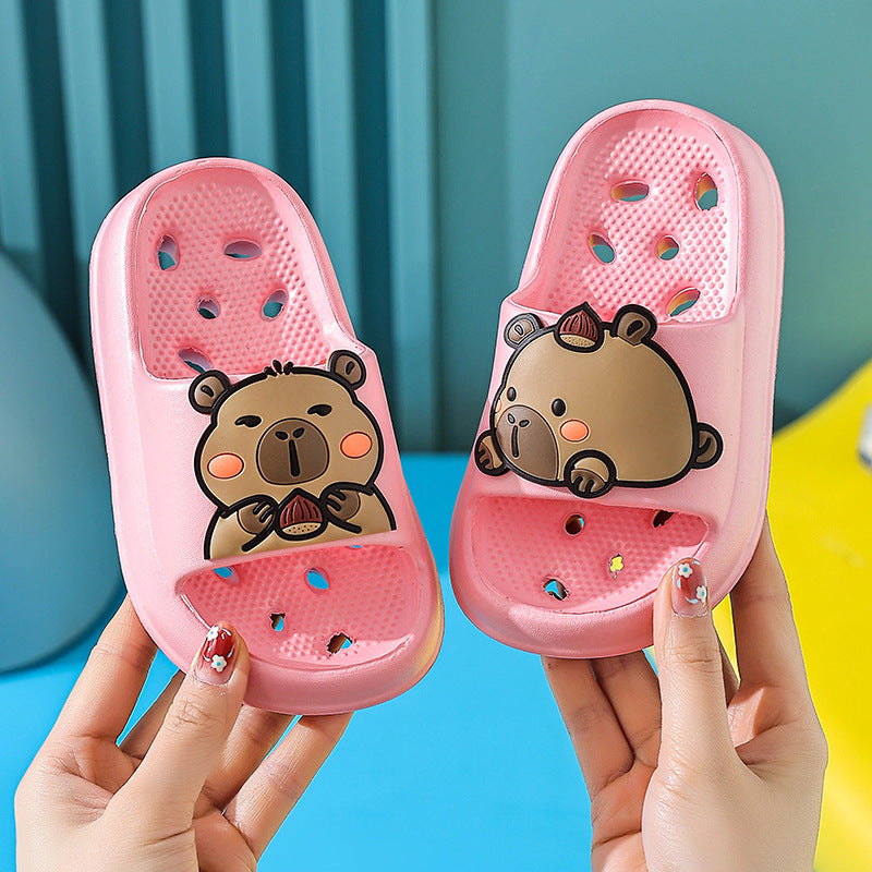 Slippers kidsbath bathroom slippers summer boys and girls cut out leaky non-smelly feet indoor for home soft bottom sandals