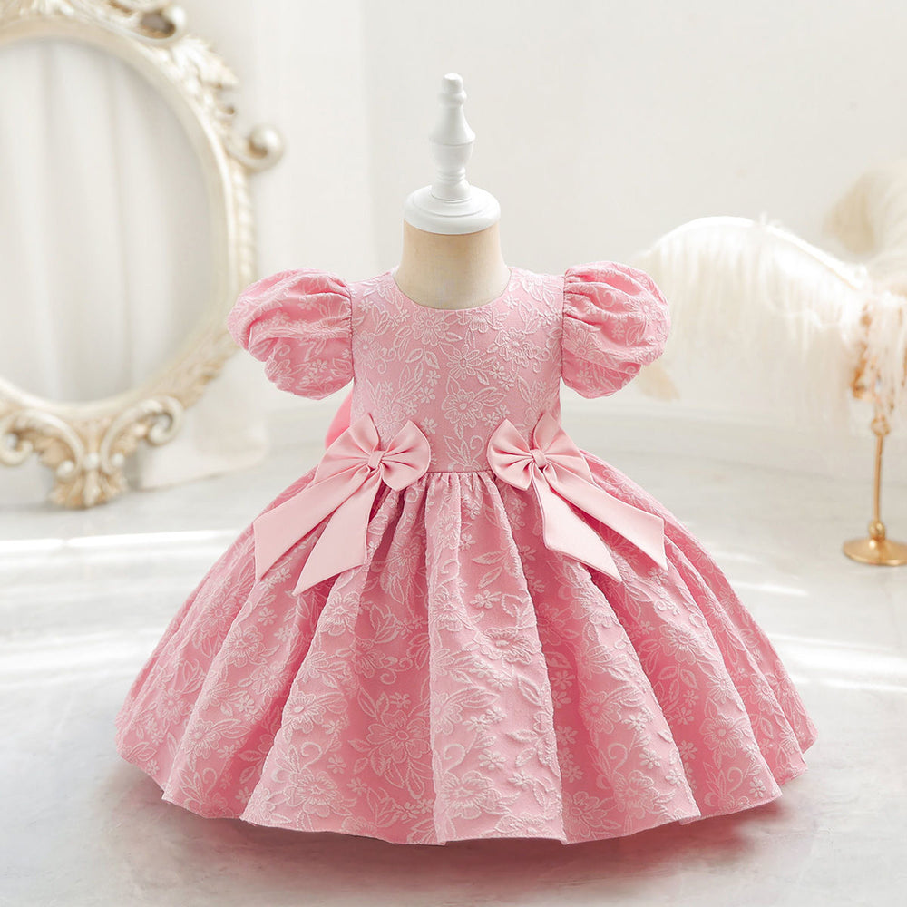 Girls' tutu dress with puff sleeves - european & american style princess dress for kids - birthday party & performance outfit - trendy mesh dress