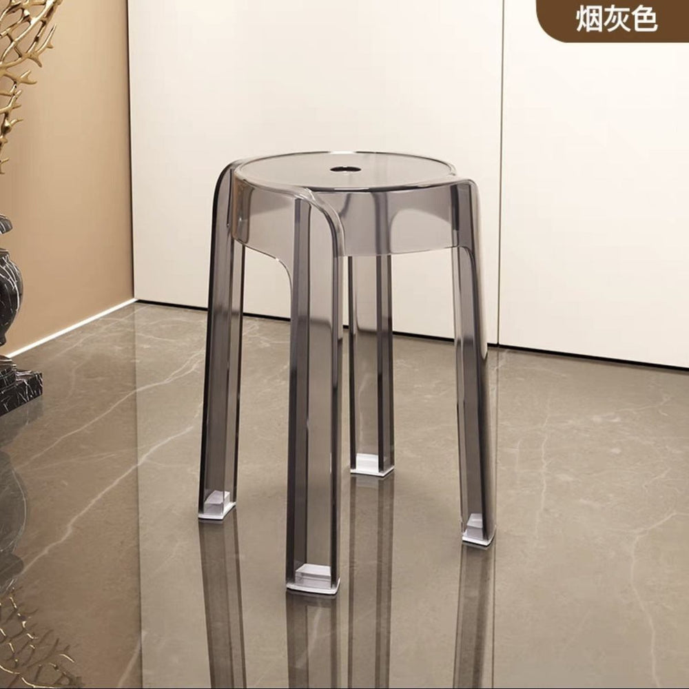 Minimalist chic stool - commercial grade, thickened, stackable, transparent round stool chair - acrylic chair, plastic stool for home use