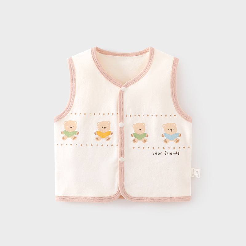 Babibele autumn winter baby belly vest baby double layer vest kids waistcoat vest pure cotton heattechtops