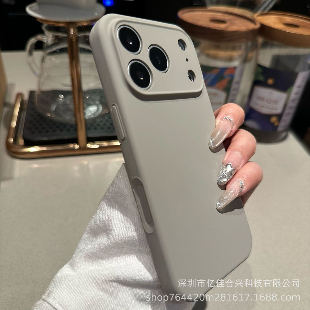 Suitable for apple 17promax fine hole liquid silicone mobile phone case 15iphone16 pure color anti-fall integrated buttons