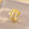 [real gold plating] hot-selling open nail ring for women, micro-embedded light luxury ring, high-end niche hand jewelry