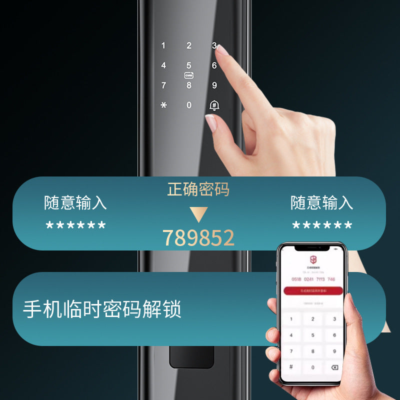 Semi-automatic fingerprint lock, anti-theft door password lock, one-touch smart lock, card swipe electronic lock, rental property entry door lock