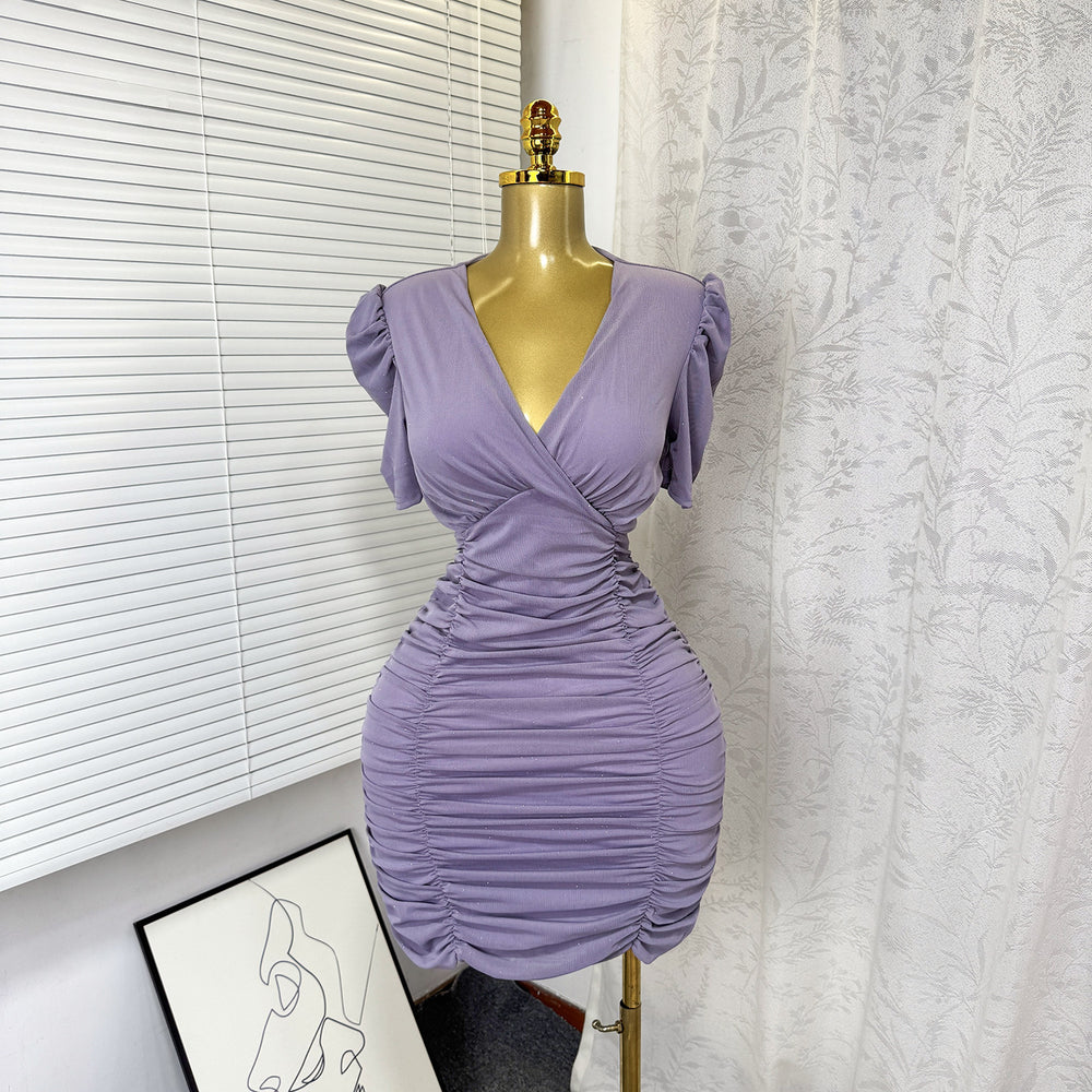 Exportfashion stylesexy silm hip-hugging dress women's summer pure lust style silmelegant elastic mesh pleated skirt