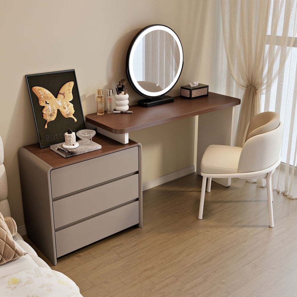 Bedroom dressing table  new walnut chinese cream style modern minimalist chest of drawers integrated makeup computer desk