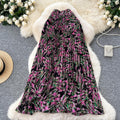 Chiffon midi skirt - women's autumn  new arrival: flattering, flowy, a-line skirt with pleats and floral print