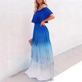 new foreign trade  style printed maxi dress gown   off-the-shoulder cross-border fashion dress