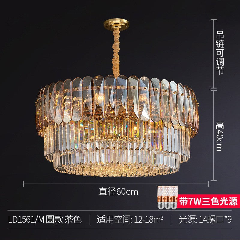 Light luxury crystal lamp creative living room chandelier post-modern simple atmosphere high-end villa Hong Kong-style restaurant bedroom lighting