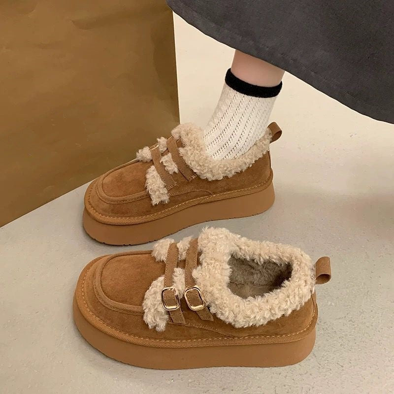 Fleece-lined birkenstock shoes for women 2026new arrivalwinterthickenedheattech women's shoes popular super popular cotton shoes thick sole snow boots