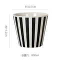 Minimalist hand-painted striped ceramic ice cream cone - creative & unique large-sized popcorn holder - home tableware storage container