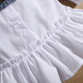spring/autumn children's export lapel shirt dress for girls with ruffle trim, denim vest two-piece set