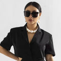 Jewelry: vintage beaded chain necklace, ethnic imitation pearl, unique design, cross-border certified