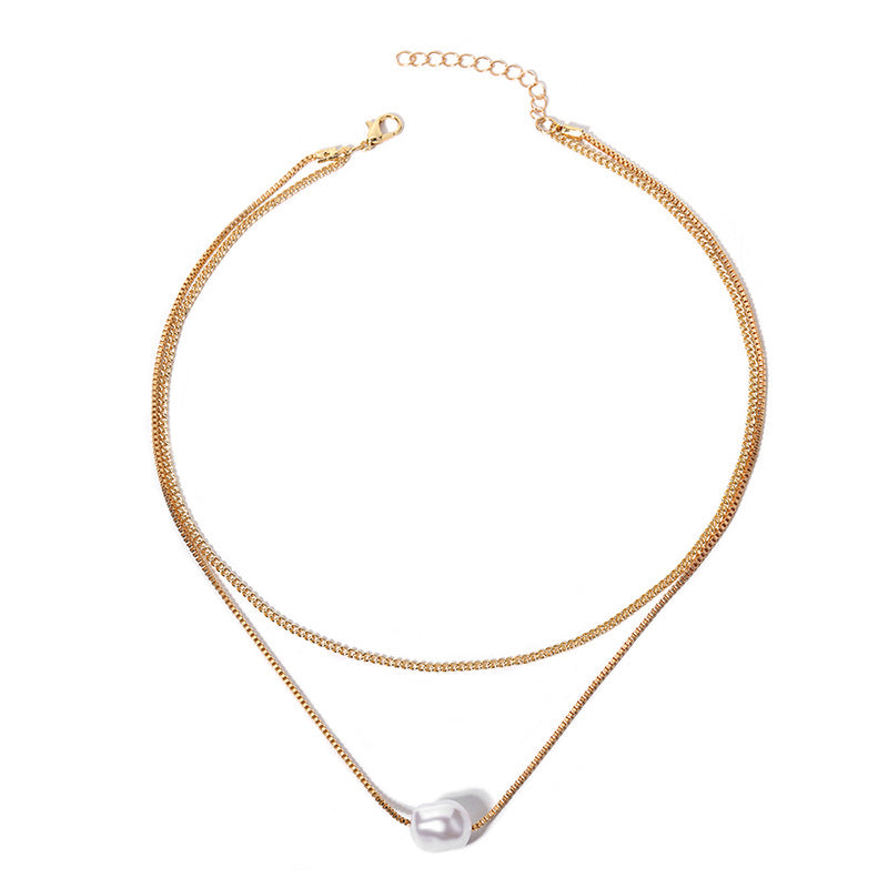 Pearl clavicle chain wholesale fashion cross-border jewelry longhalter accessories women's fashioneasiest for match alloy multi-layer necklace