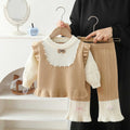 Girls' fall/winter outfit set - new  collection: autumn two-piece set for little girls, featuring lace sleeves
