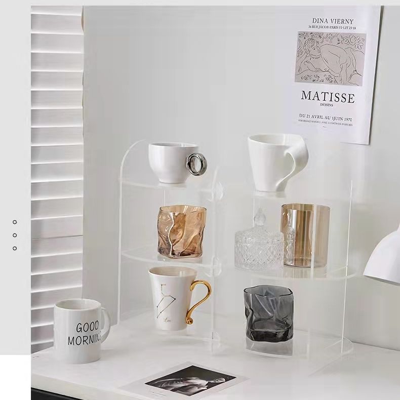 Nordic style acrylic perfume display rack, multi-tier mug organizer, desktop aromatherapy diffuser and water glass storage shelf