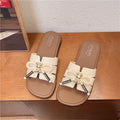 2026 new french retro sandals & slippers - women's summer outdoor wear, high-end bow accent, versatile one-strap sandals