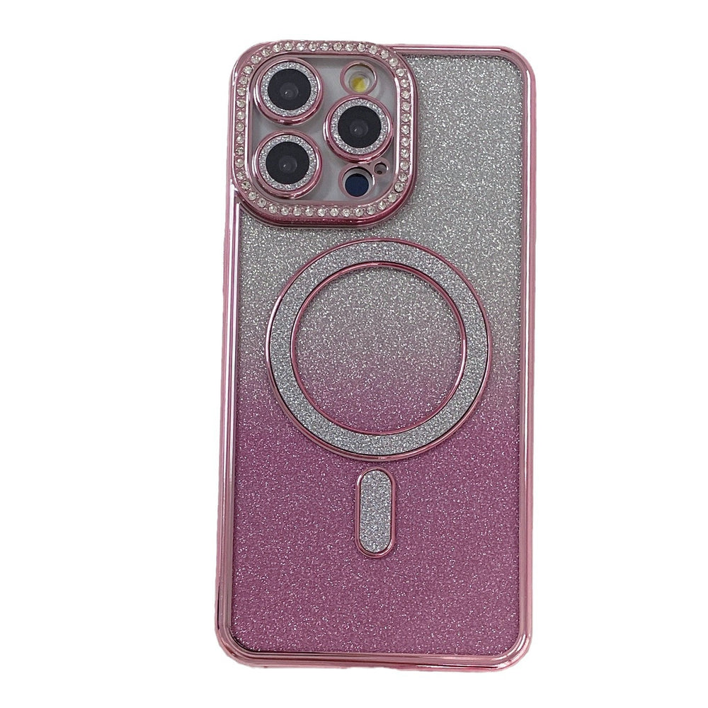 Suitable for iphone 17 pro max rhinestone glitter magnetic phone case, 16, 15, 12 full coverage drop-proof protective case