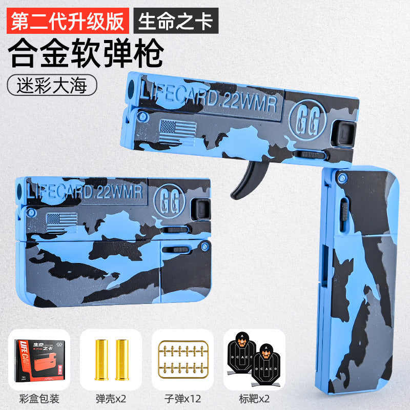 New life card ii adult trendy foldable all-alloy card gun toy - soft bullet gun for boys