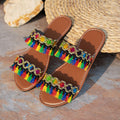 export tassel beach sandals women's  summer new bohemian flat large size slippers wholesale