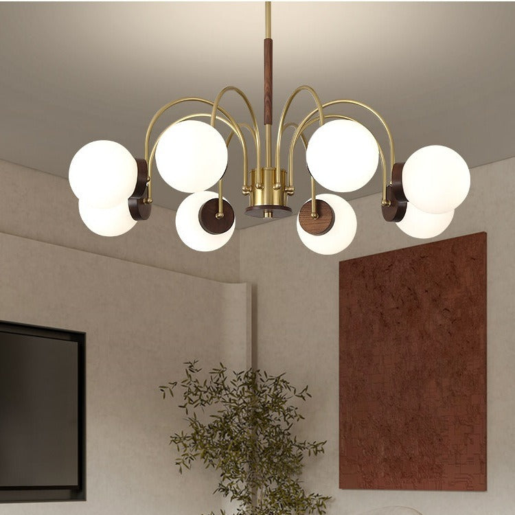 Wabi Sand Wind Simple Modern Atmosphere Walnut Light Luxury American Retro Magic Bean Restaurant Lighting Living Room Bedroom Chandelier