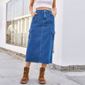 Wishfashion cross-border foreign trade summer new  independent station washed workwear skirt denim skirt for women
