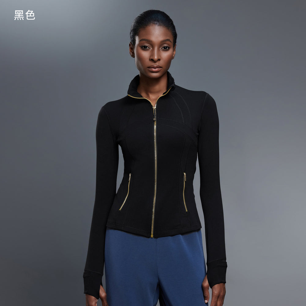 Autumn long-sleeve yoga top - stretchy, slim-fit activewear jacket for women - outdoor cycling, running, and fitness - model d25151
