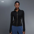 Autumn long-sleeve yoga top - stretchy, slim-fit activewear jacket for women - outdoor cycling, running, and fitness - model d25151