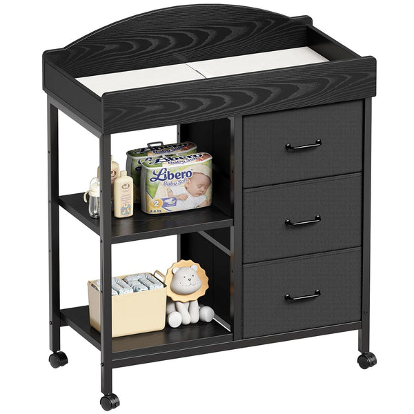 Amazon diaper changing table Baby dresser with 3 drawers and shelves Padded multi-purpose stroller