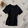 Old money style knittingcasualpure colorcasual women's summereasiest for matchslimming look single breastedv neckwork clothingtops multi-color