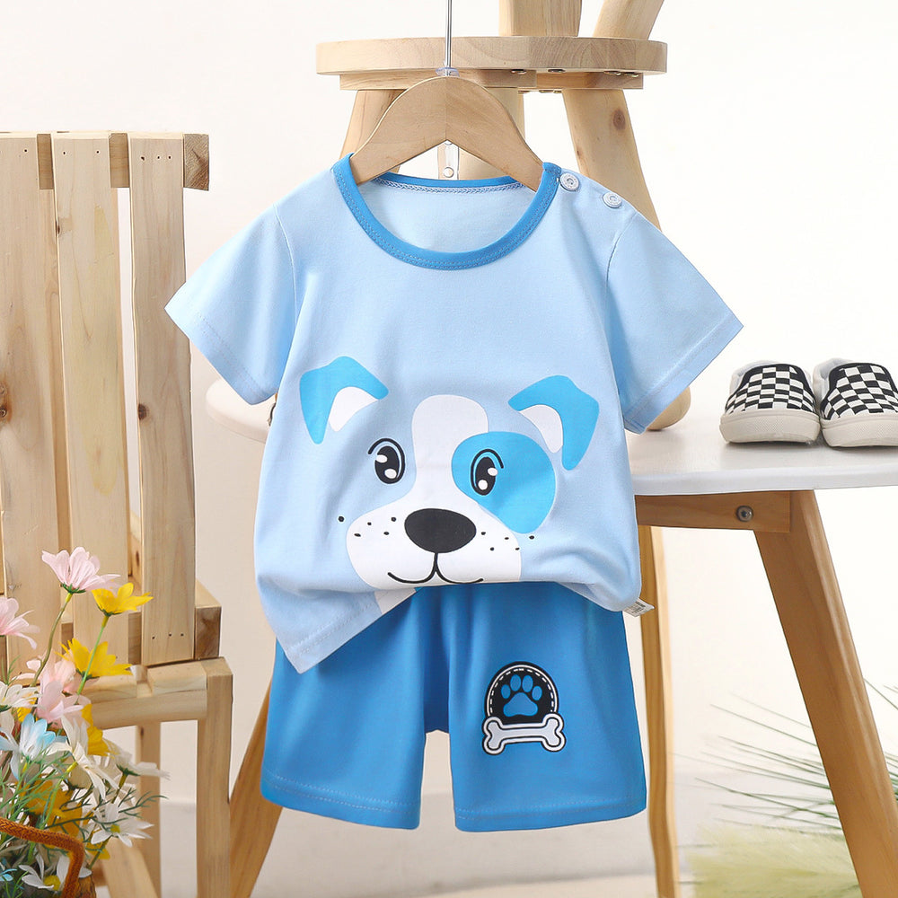 Kids' short-sleeve set: 100% cotton boys' t-shirt & baby summer outfit - girls' shorts, infant clothing, wholesale summer apparel