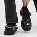 Men's shoes 2026 new spring british style casual low-top martin boots men's leather shoes chunky sole black derby trendy shoes