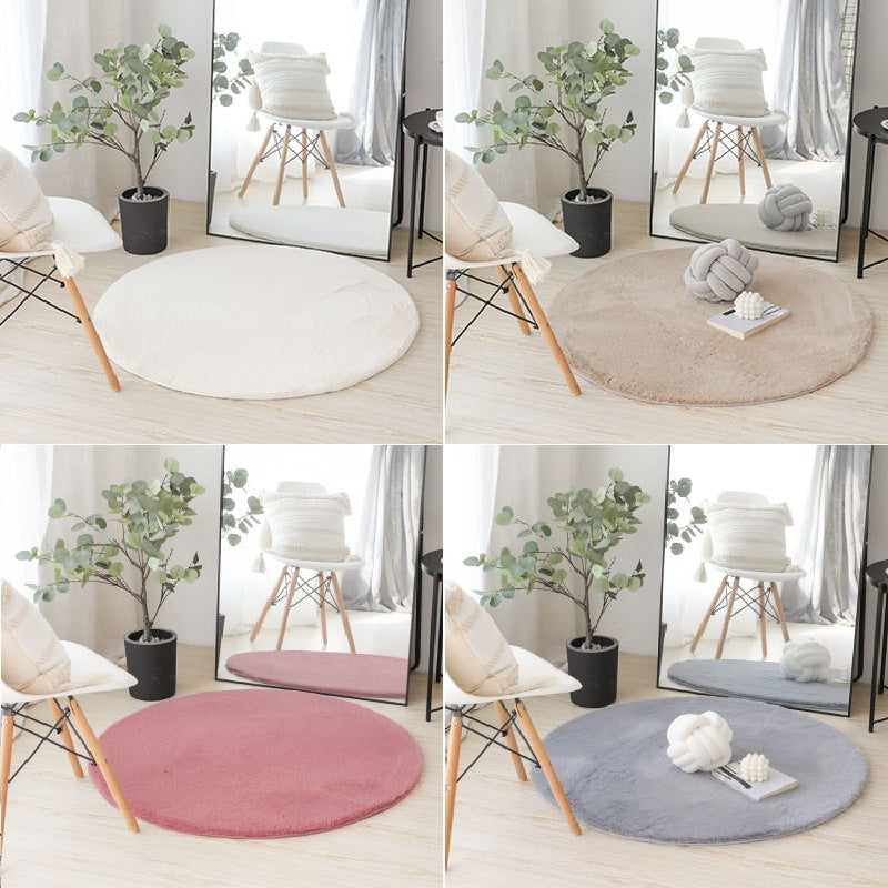 Imitation rabbit fur round carpet cat feeling floor mat hanging basket bedroom white ins bedside living room stuffed round mat